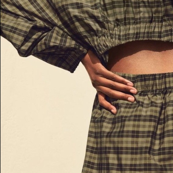 NWT H&M model-blend dress khaki green plaid - Picture 6 of 16